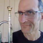 Pete Estabrook closeup with trumpet